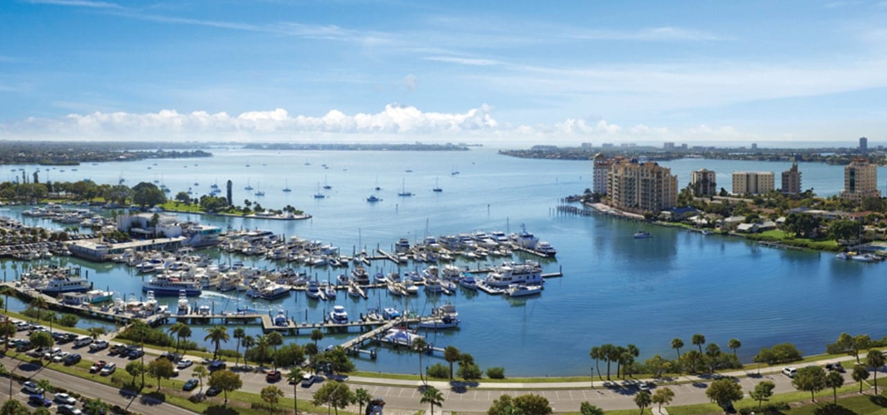 Aerial drone footage of the Sarasota Bay