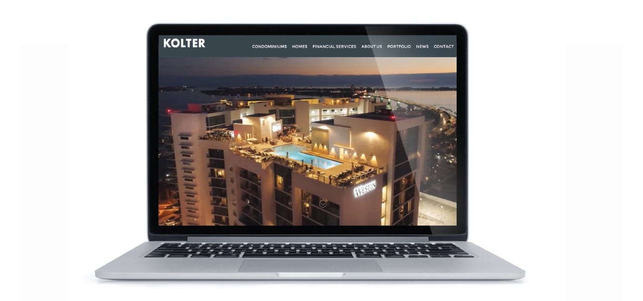 Kolters New Website Displayed on a Mac Laptop